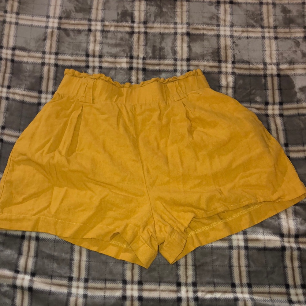 Mustard yellow high waist shorts